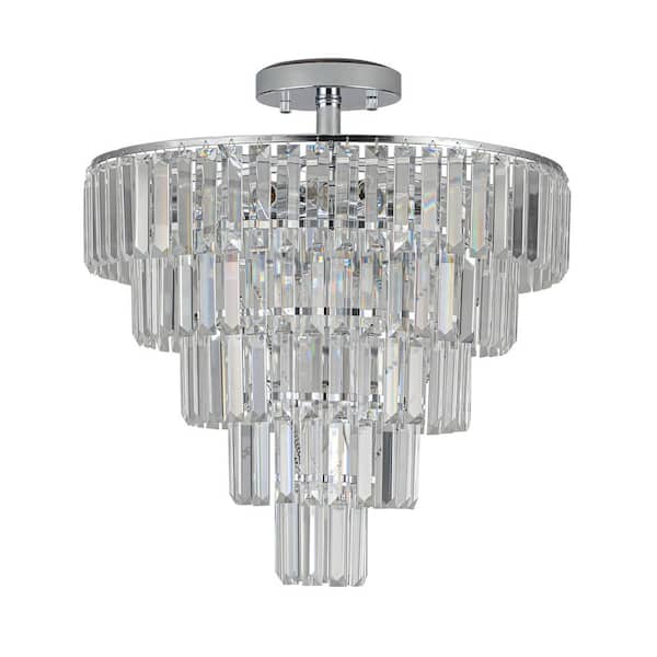 Jushua 10-Light, Chrome Crystal Chandelier Inverted Triangle Design, Chandelier For Living Room with No Bulbs Included