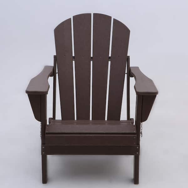 Unbranded Outdoor Folding Plastic Classic Adirondack Chair Set of 2 Brown