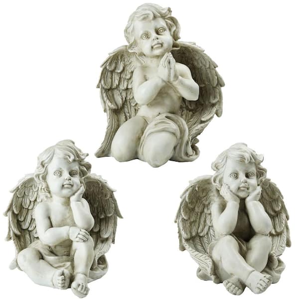 Northlight Set of 3 Gray Sitting Cherub Angel Outdoor Garden Statues 11 in.  32589224 - The Home Depot