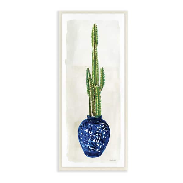 Stupell Industries "Indoor Succulent Still Life Tall Cactus" by Stellar Design Studio Unframed Nature Wood Wall Art Print 7 in. x 17 in.