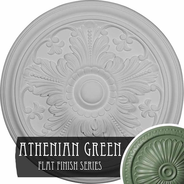 Ekena Millwork 5/8" x 16-7/8" x 16-7/8" Polyurethane Vienna Ceiling, Hand-Painted Athenian Green