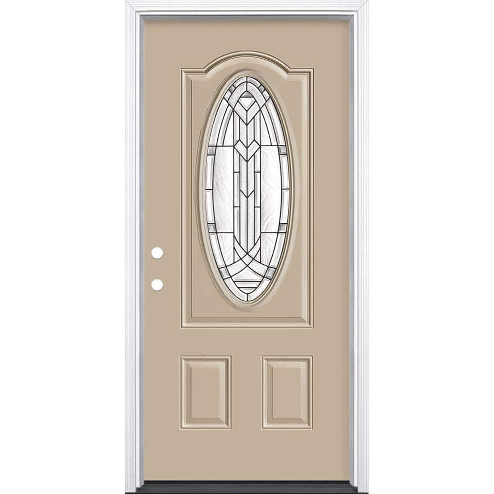 Masonite 36 in. x 80 in. Chatham 3/4 Oval-Lite Right-Hand Inswing