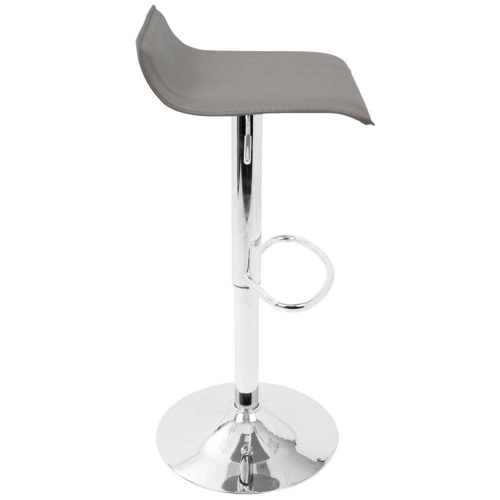 Gray Adjustable Swivel Barstool with Metal Base, Set of 2