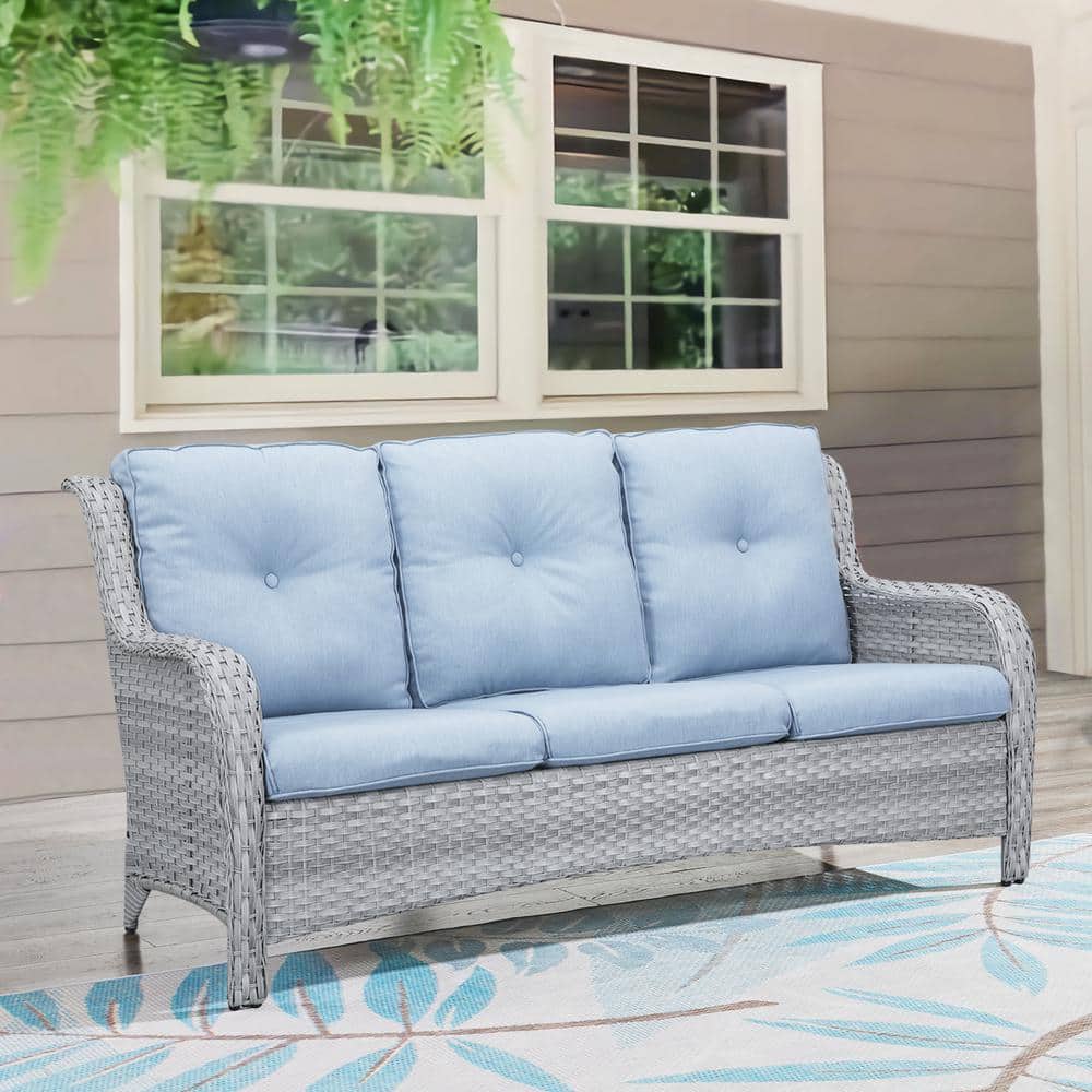 Opohoro ArcoBay Metal and Light Beige Wicker Outdoor 3-Seat Opohoro ArcoBay Metal and Light Beige Wicker Outdoor 3-Seat