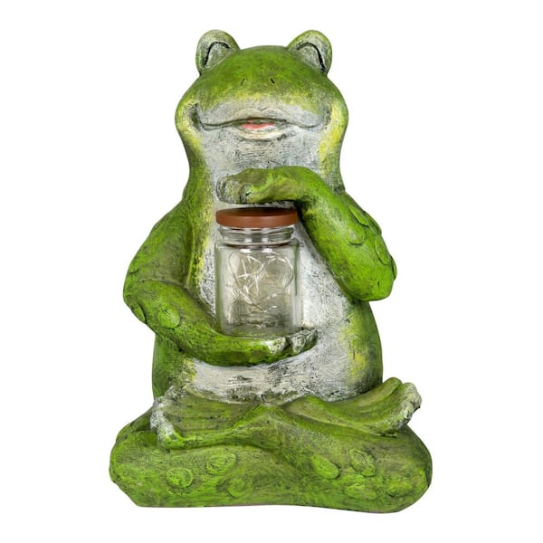 Exhart Solar LED Frog with Jar of Fire Flies