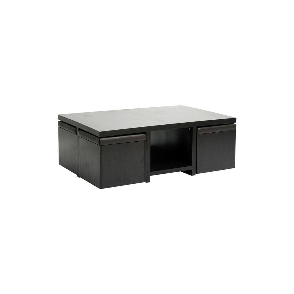 Prescott 24" Dark Brown Modern Table & Stool Set with Storage
