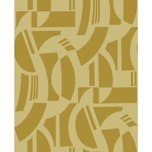 Carter Gold Geometric Flock Wallpaper Sample
