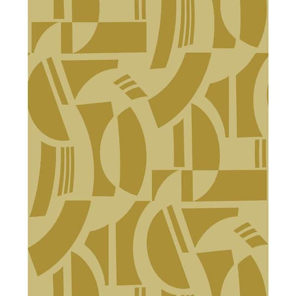 SCOTT LIVING Carter Gold Geometric Flock Wallpaper Sample
