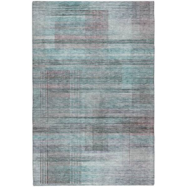 Dream Shag Premium Machine Washable Abstract ADS819 Teal 9 ft. x 12 ft. Area Rug