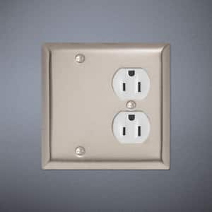 Pass & Seymour 302/304 S/S 2 Gang 1 Duplex 1 Box Mount Blank Wall Plate, Stainless Steel (1-Pack)