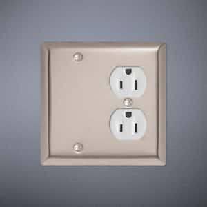 Pass & Seymour 302/304 S/S 2 Gang 1 Box Mounted Blank 1 Duplex Oversized Wall Plate, Stainless Steel (1-Pack)