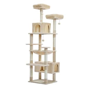 Large Cat Tree, 72 in. Cat Tower for Large Cats, Cat Condo with Sisal-Covered Scratching Posts in Beige