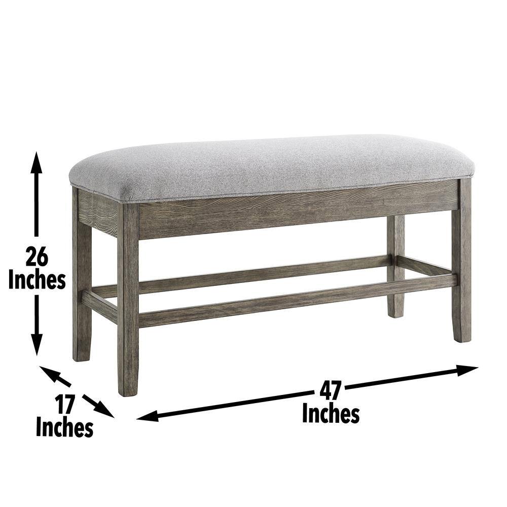 Gray Driftwood Storage Counter Bench with Ash Veneer