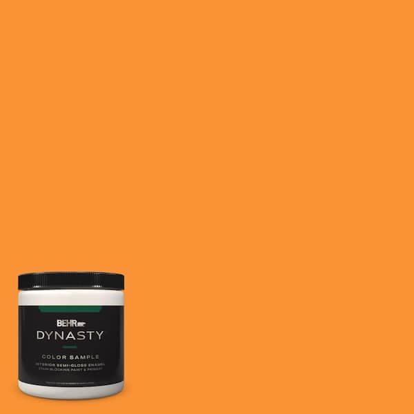 BEHR DYNASTY 8 oz. #P240-7 Joyful Orange Semi-Gloss Enamel Stain-Blocking Interior/Exterior Paint and Primer Sample