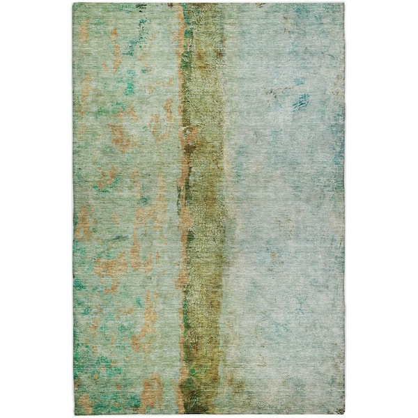 Dream Shag Premium Machine Washable Abstract ADS605 Green 9 ft. x 12 ft. Area Rug