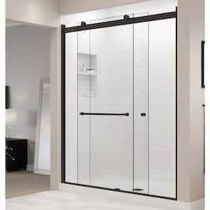 Rotolo 48 in. x 70 in. Semi-Frameless Sliding Shower Door in Matte Black with Handle