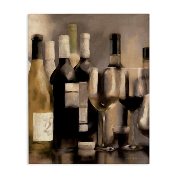 Wine Bottles on Bar by Carol Robinson Unframed Food Graphic Art Print 48 in. x 36 in.