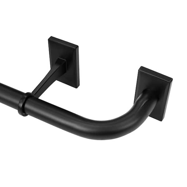 72 in. - 144 in. Adjustable 1 in. Wraparound Single Curtain Rod Kit in Matte Black