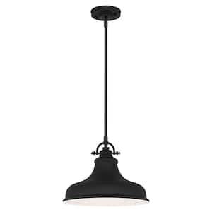 Holly 1-Light Earth Black Pendant with Metal Shade