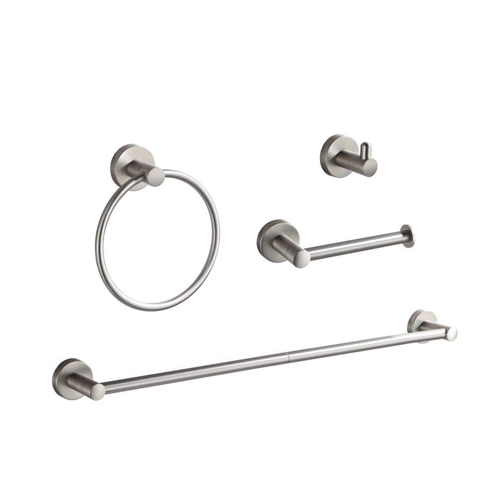 4-Piece Brushed Nickel Bathroom Hardware Set, Adjustable 12 to 24 Inch Towel Bar, Towel Ring, Paper Holder and Hooks price history on PriceWatchPro