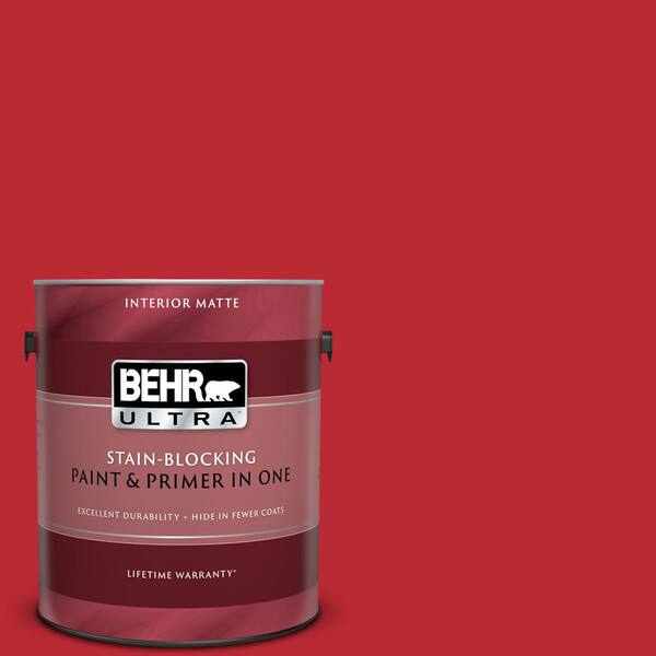 BEHR ULTRA 1 gal. #UL110-7 Edgy Red Matte Interior Paint and Primer in One