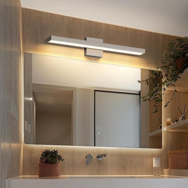 その他 Si JUSHENG 24.41 in. 1-Light Nickel LED Bathroom Vanity-Light Bar