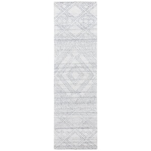 Abstract Ivory/Blue 2 ft. x 8 ft. Borders Floral Runner Rug