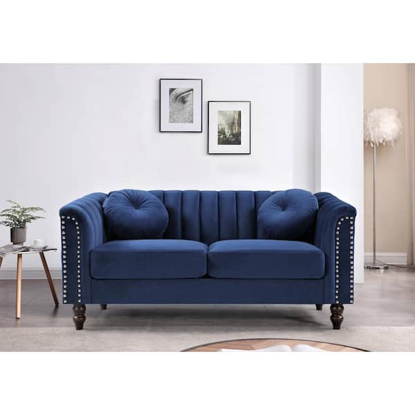 Dark on sale blue loveseat