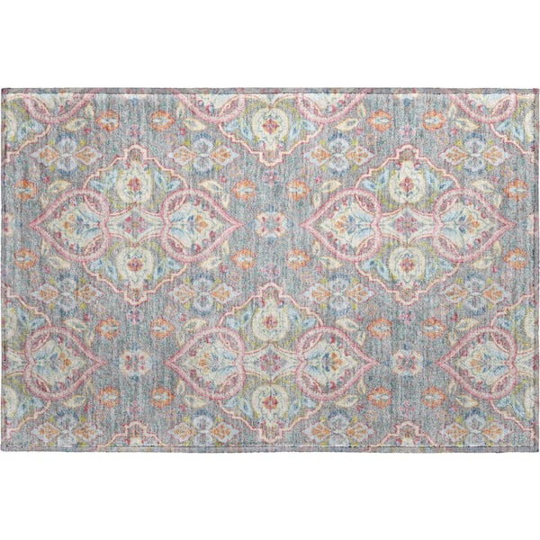 Mayfield Premium Machine Washable Abstract AMF2207 Gray 2 ft. x 3 ft. Accent Rug