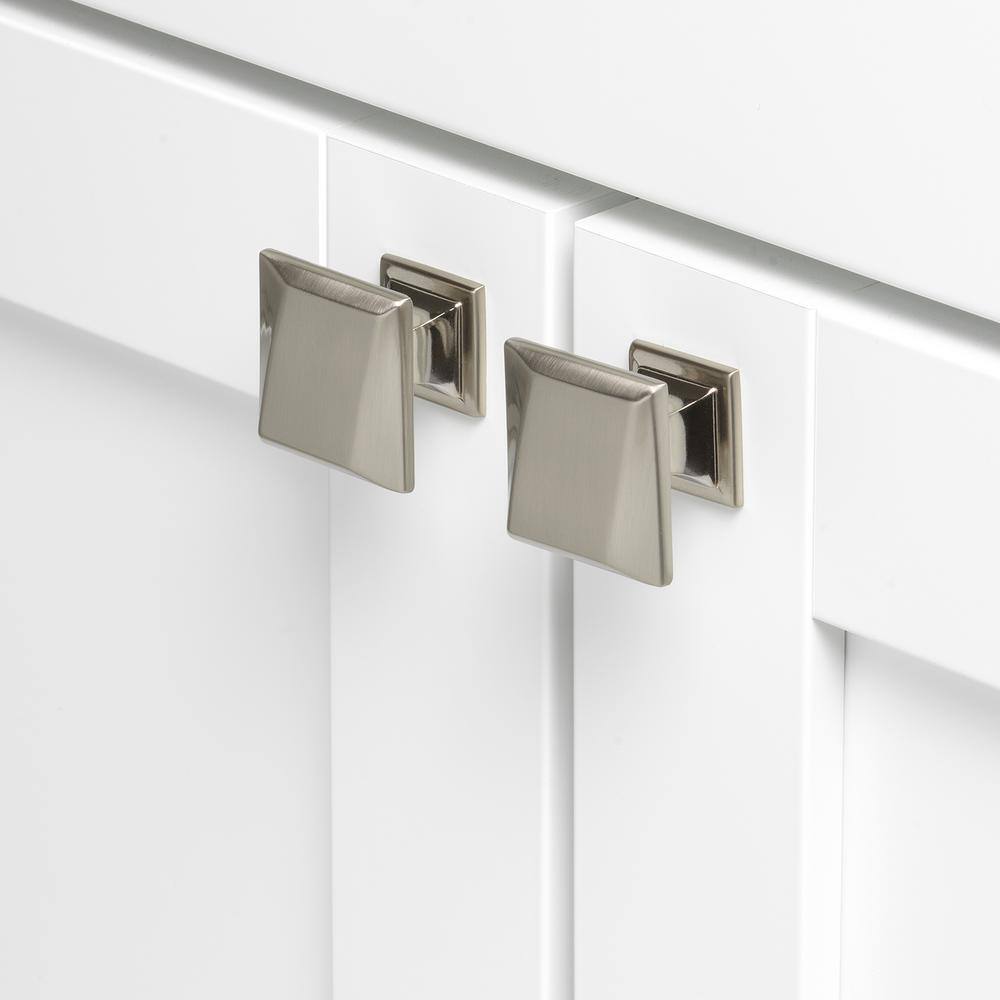 Brushed Nickel 1.25" Square Modern Cabinet Knob