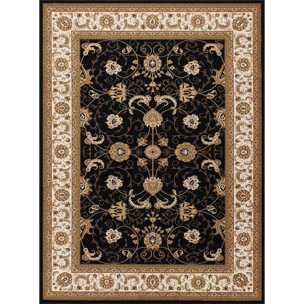 10 ft. x 3 ft. Black Ivory Oriental Area Rug Antique Floral Runner Rug for Living Room Bedroom Dining Room Entryway