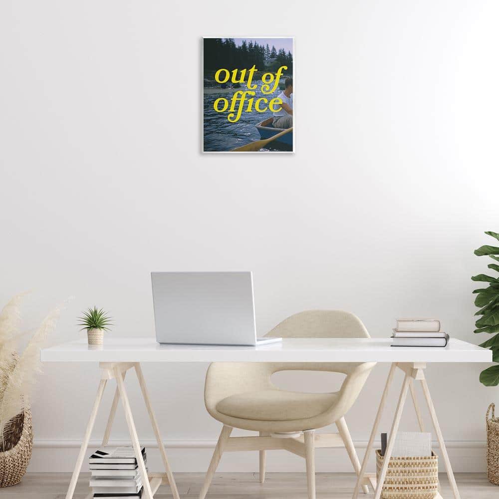 Out of Office Lake View by Victoria Barnes Unframed Typography Graphic Art Print 14 in. x 11 in.
