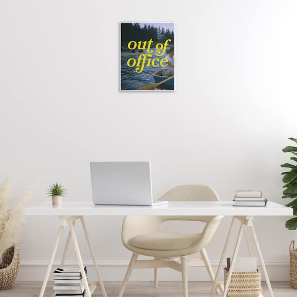Out of Office Lake View by Victoria Barnes Unframed Typography Graphic Art Print 14 in. x 11 in.