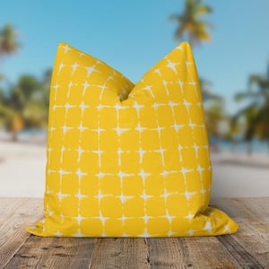 Sea Island Yellow Square Outdoor Throw Pillow
