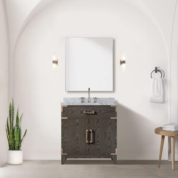 Fossa 30 in. Bath Vanity Cabinet without Top in Brown Oak Assembled