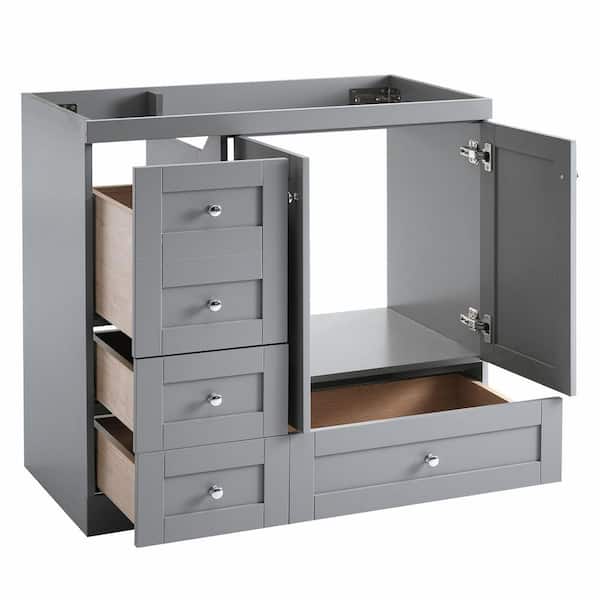 ゆー様 Virubi 35 in. Freestanding Bath Vanity Cabinet without Top in Gray