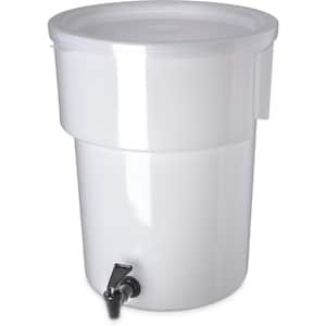 5 gal. Polyethylene Round Beverage Dispenser with Lid and Faucet in White