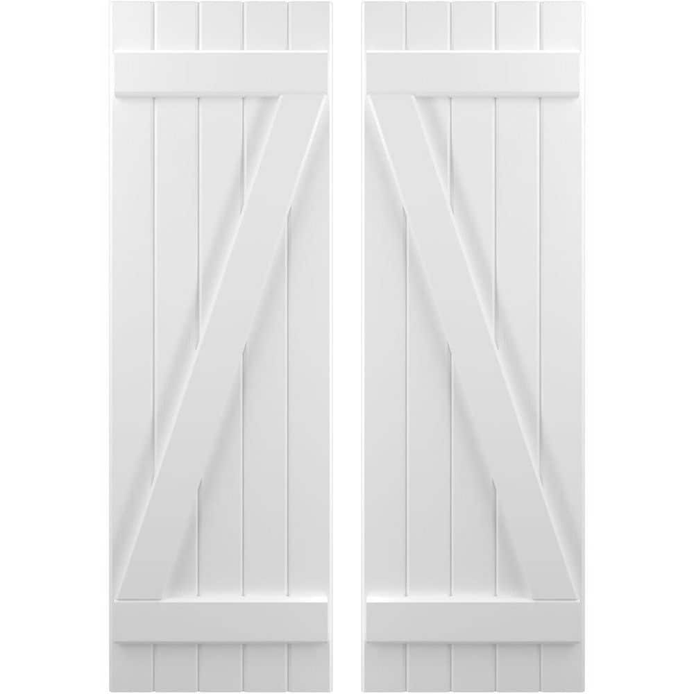 17-1/2 in. W x 56 in. H Americraft 5 Board Exterior Real Wood Joined Board and Batten Shutters with Z-Bar White price history on PriceWatchPro
