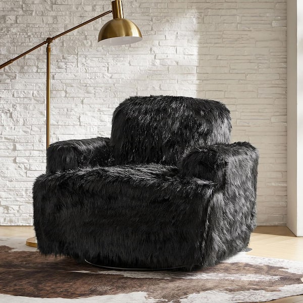 JAYDEN CREATION Jaime Black Polyester Arm Chair with Swivel