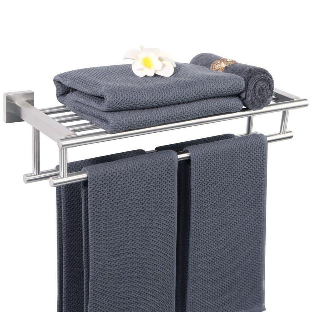 50cm Long Stainless Steel Bath Double Bar Towel Rack Brushed for