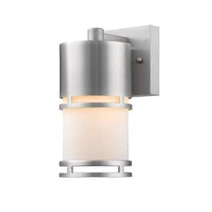 Luminata 6-Watt 8in Brushed Aluminum Integrated LED Aluminum Hardwired Outdoor Weather Resistant Barn Wall Sconce Light