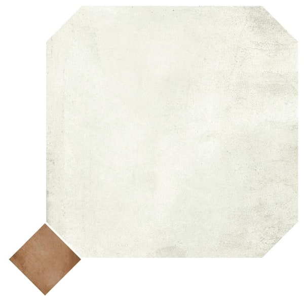 Merola Tile Laverton Octagon Nieve with Taco Natural 8 in. x 8 in. Porcelain Floor and Wall Take Home Tile Sample
