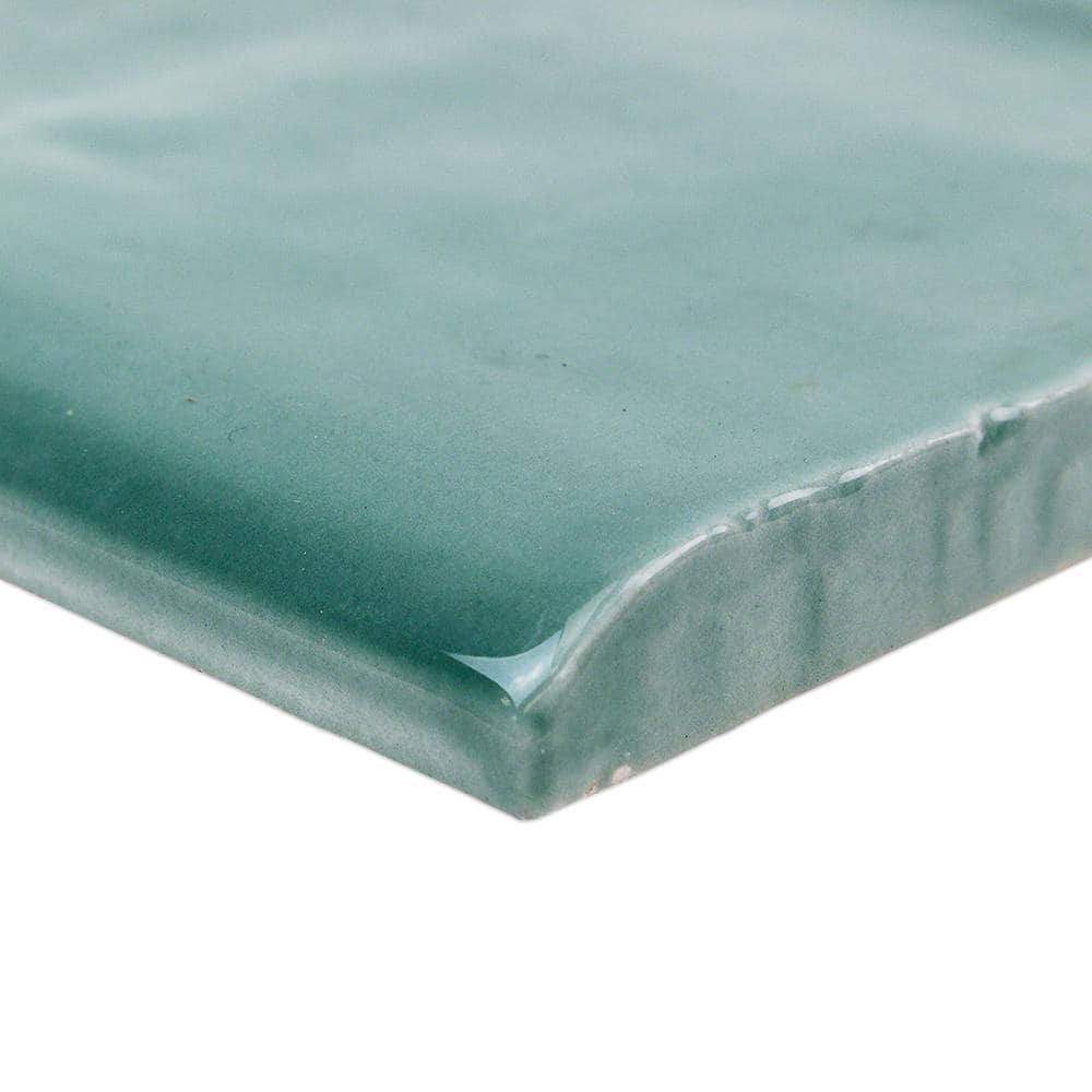 Open Sea Green 3" x 6" Polished Ceramic Bullnose Wall Tile