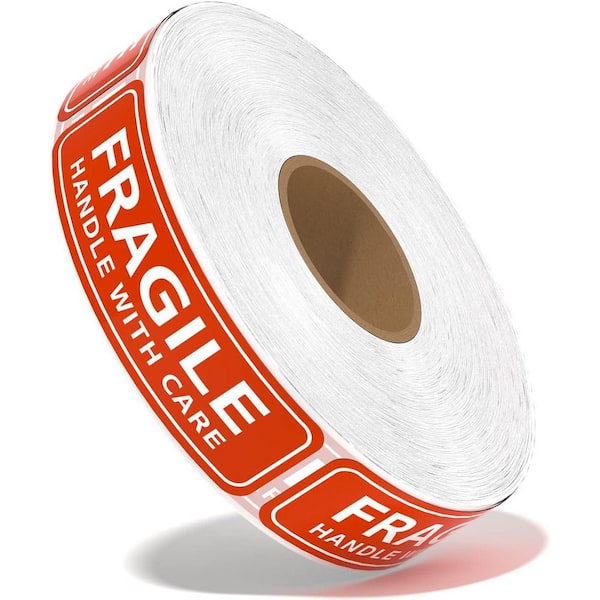 Unbranded Fragile Shipping Stickers for Moving 1 x 3 1000 Labels Per Roll Red with White Text Strong Adhesive 1 Roll