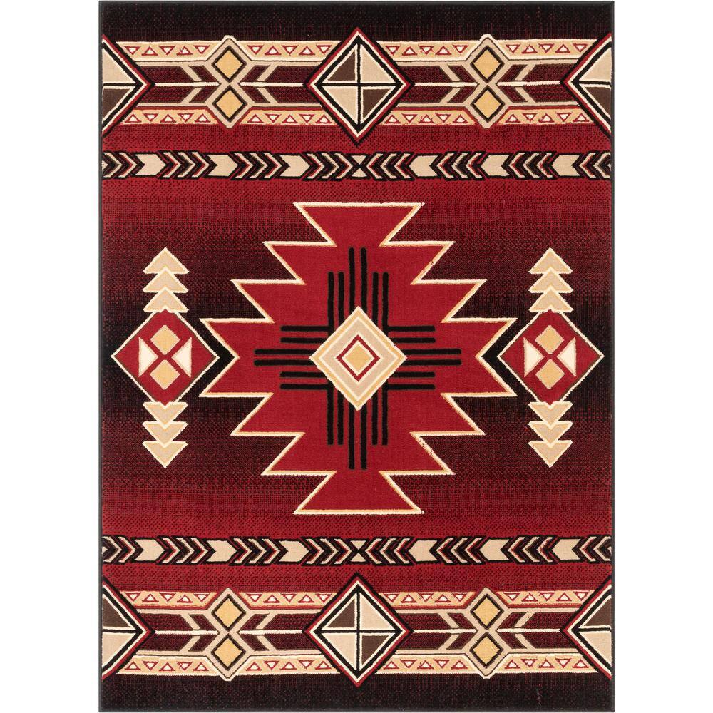 Well Woven Persa Dakota Tribal Aztec Southwestern Red 3 Ft 11 In X 5 