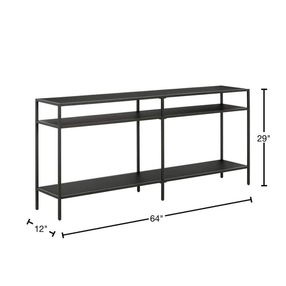 Blackened Bronze 64'' Industrial Console Table with Storage