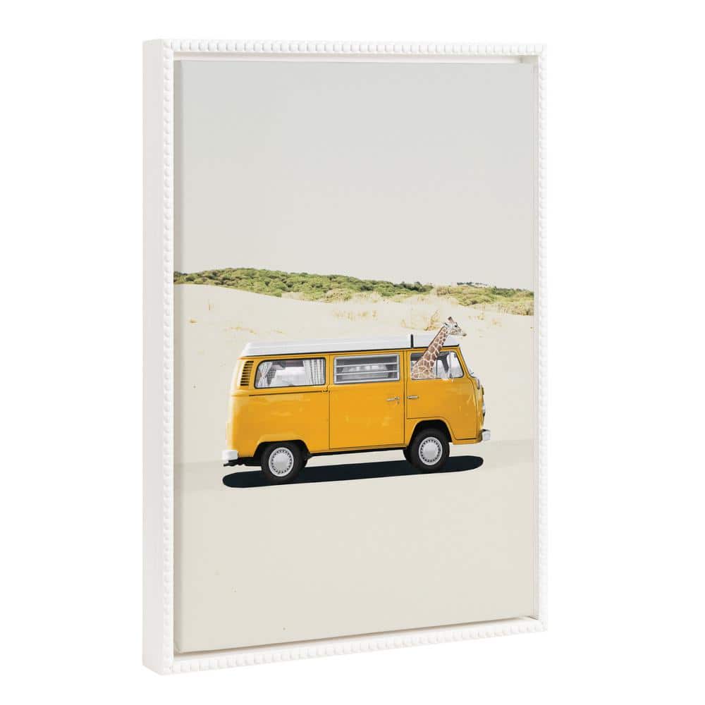 18x24 White Beaded Frame Giraffe Adventure Canvas Print