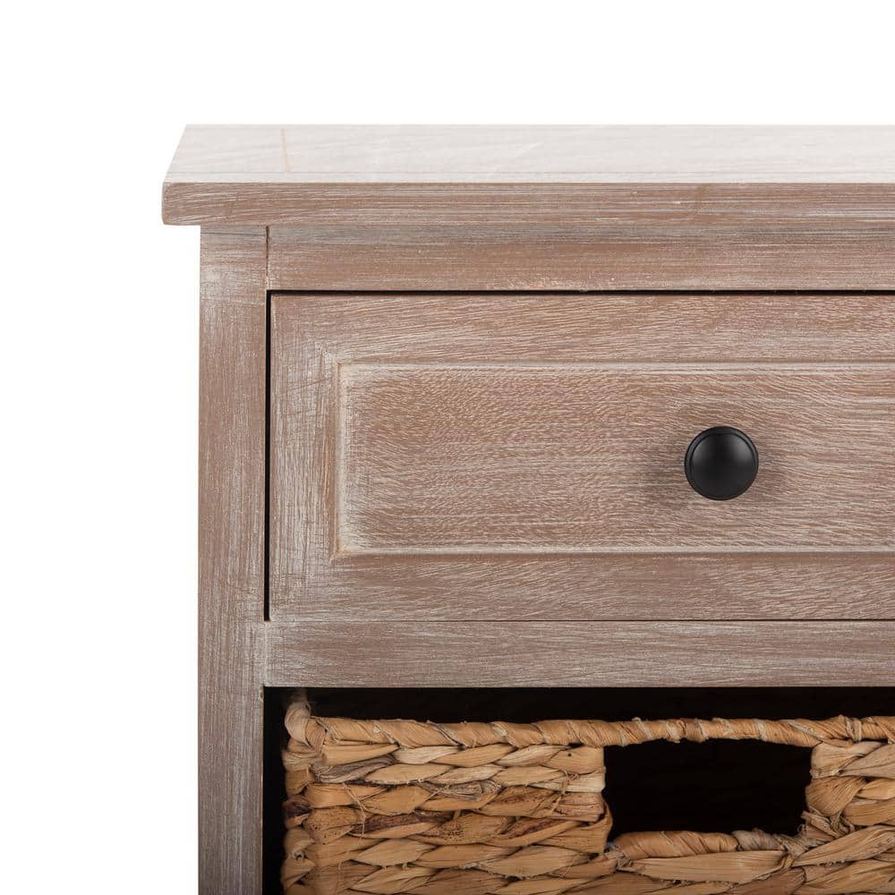 Herman 30" Beige Pine Storage Unit with Wicker Baskets