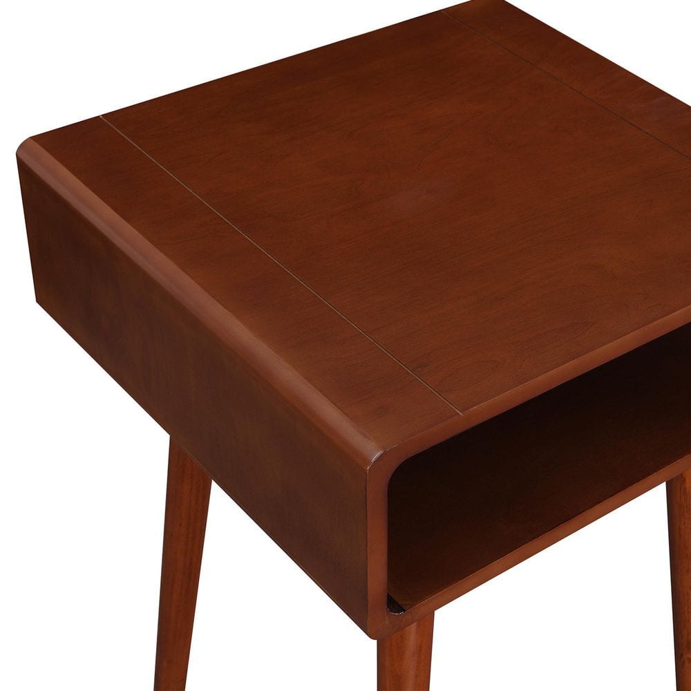 Mahogany Mid-Century Modern Square Poplar End Table