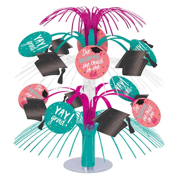 Amscan 14 in. Yay Graduation Minimum Cascade Centerpiece (4-Pack)